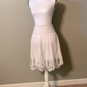 Mossimo White Black Embroidery Cotton Skirt Sz 12